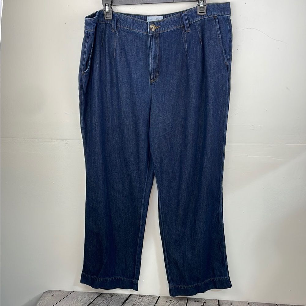 Lane Bryant Mid Rise Wide Leg Dark Wash Blue Denim Jeans size 20 plus size